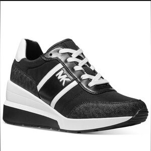 Micheal Kors Wedge Sneakers in white & black. NIB size 8.